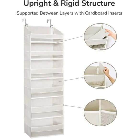 Over Door Hanging Organizer 6 Pockets 12 Mesh Storage for Closet Bathroom - Picture 6 of 7